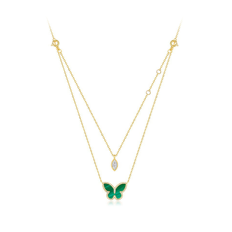 925 Sterling Silver Malachite Butterfly Necklace