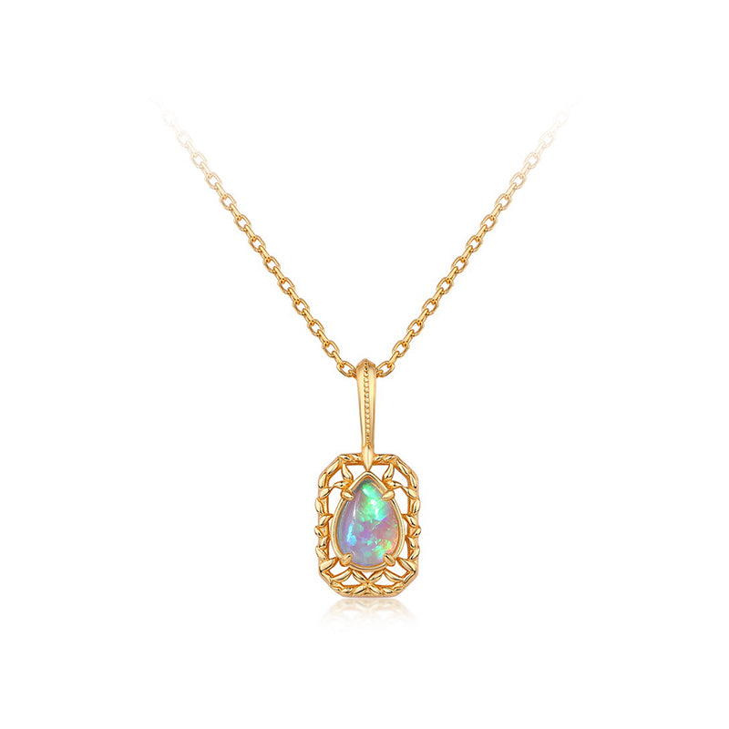 925 Sterling Silver Opal - Window Necklace
