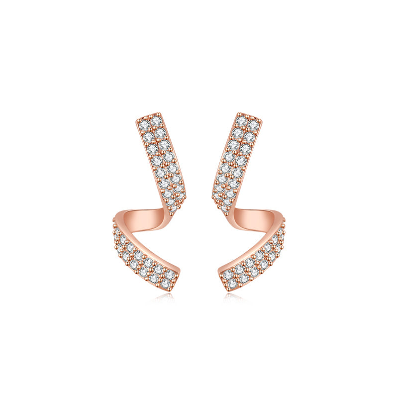 S-shaped Pavé Diamond Stud Earrings