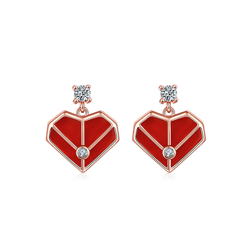 Mini Red Heart Stud Earrings