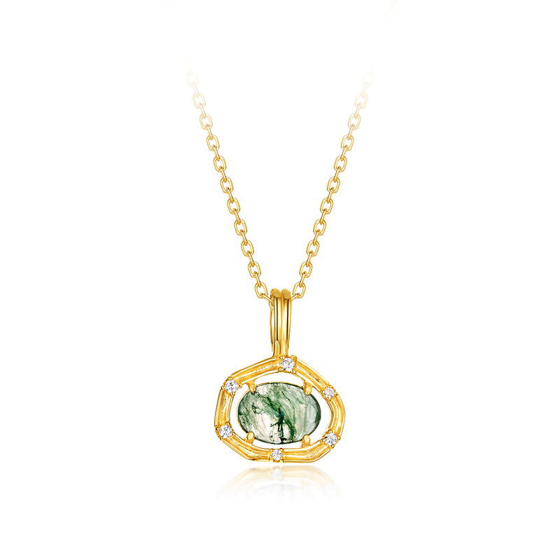925 Sterling Silver Bamboo - Shadow Moss - Vein Necklace