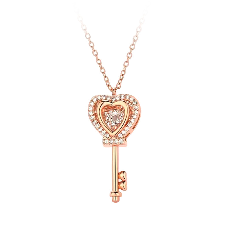 Dangling Heart Key Necklace