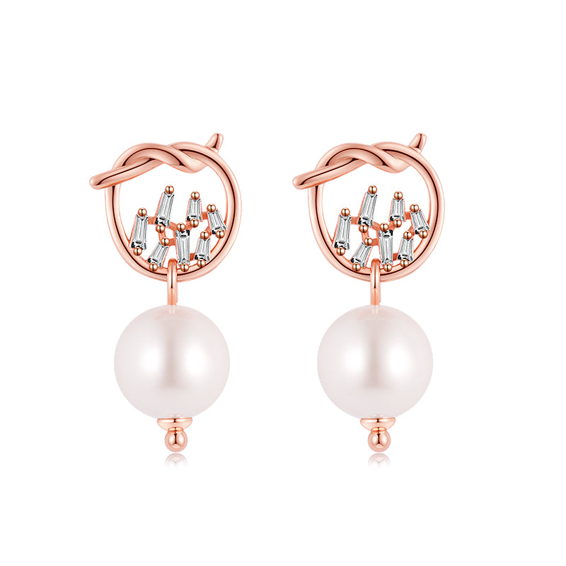 Small Knot Mother-of-Pearl Bead Ear Stud