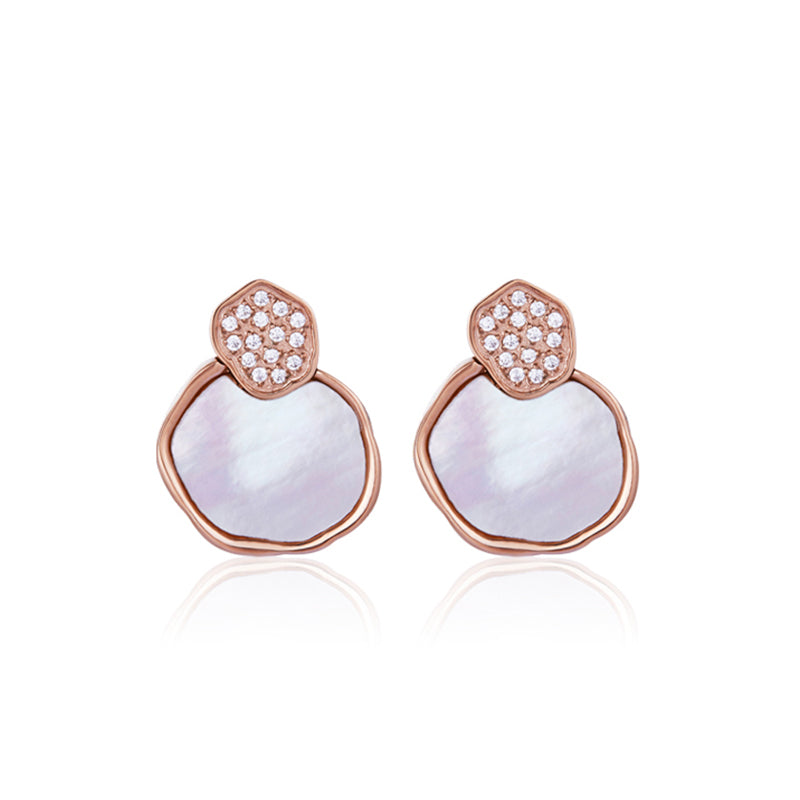 Mother of Pearl Double Flower Stud Earrings