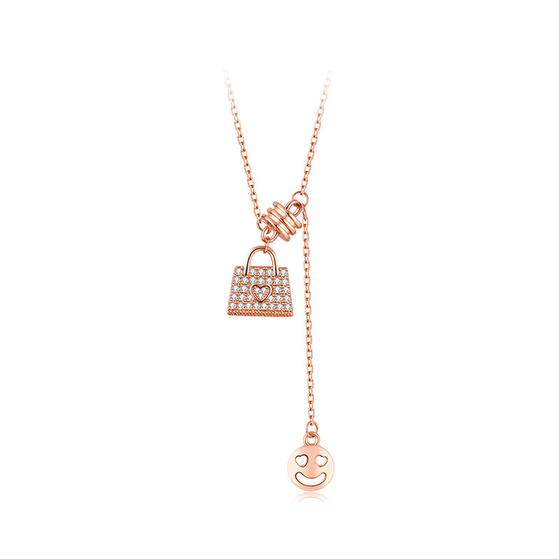 Bag, Smiley Face and Tassel Necklace