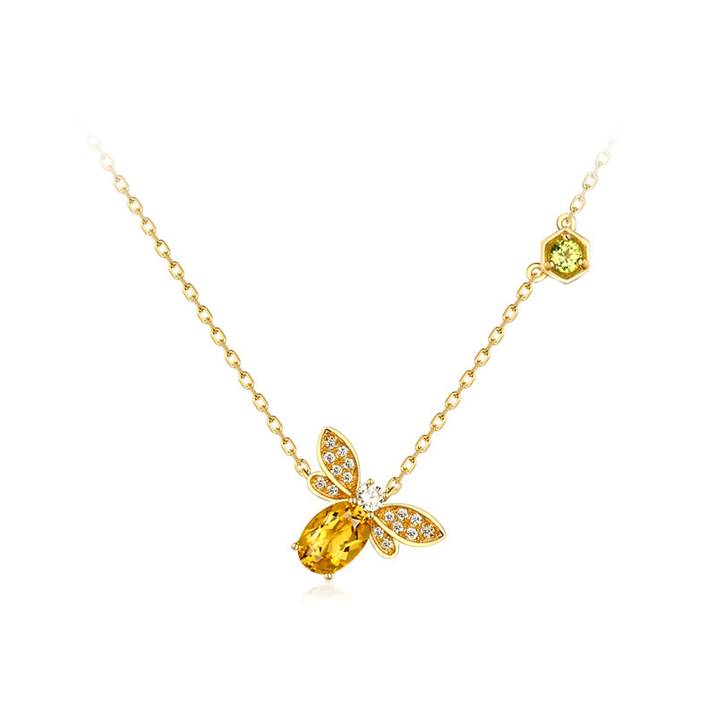 925 Sterling Silver Honey - Mood Bee Shadow Necklace