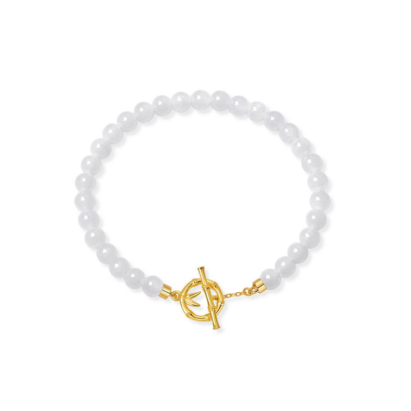 925 Sterling Silver Bamboo - Shadow Plain - Bead Bracelet