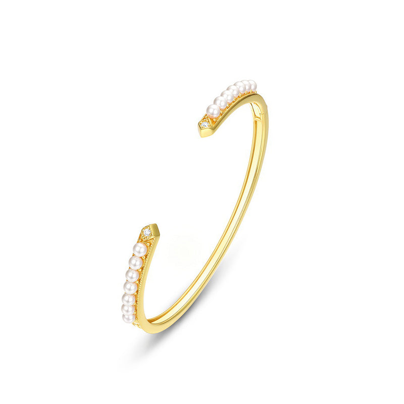 925 Sterling Silver Moon-Arc Star-Fall Open Bangle