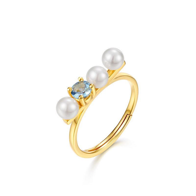 925 Sterling Silver Star - Blue Track Ring