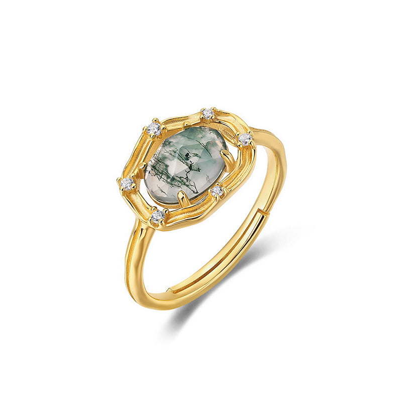 925 Sterling Silver Hidden - Stone Stream - Vein Ring
