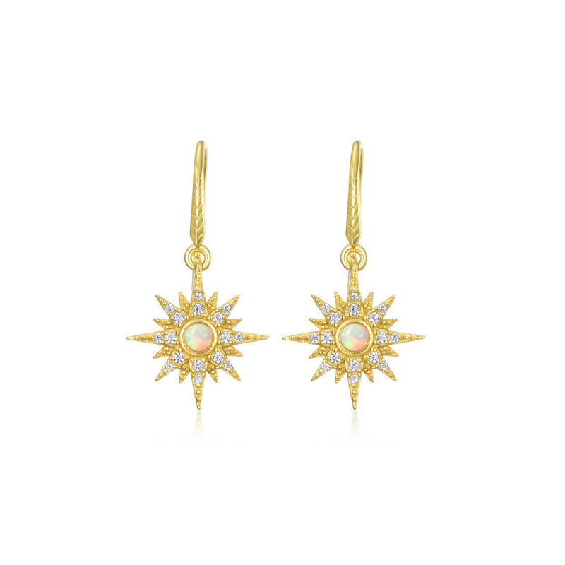 925 Sterling Silver Opal Starburst Earrings