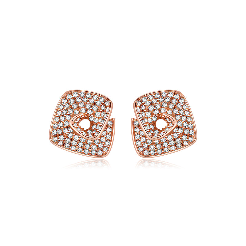 Pavé Diamond Rose Stud Earrings