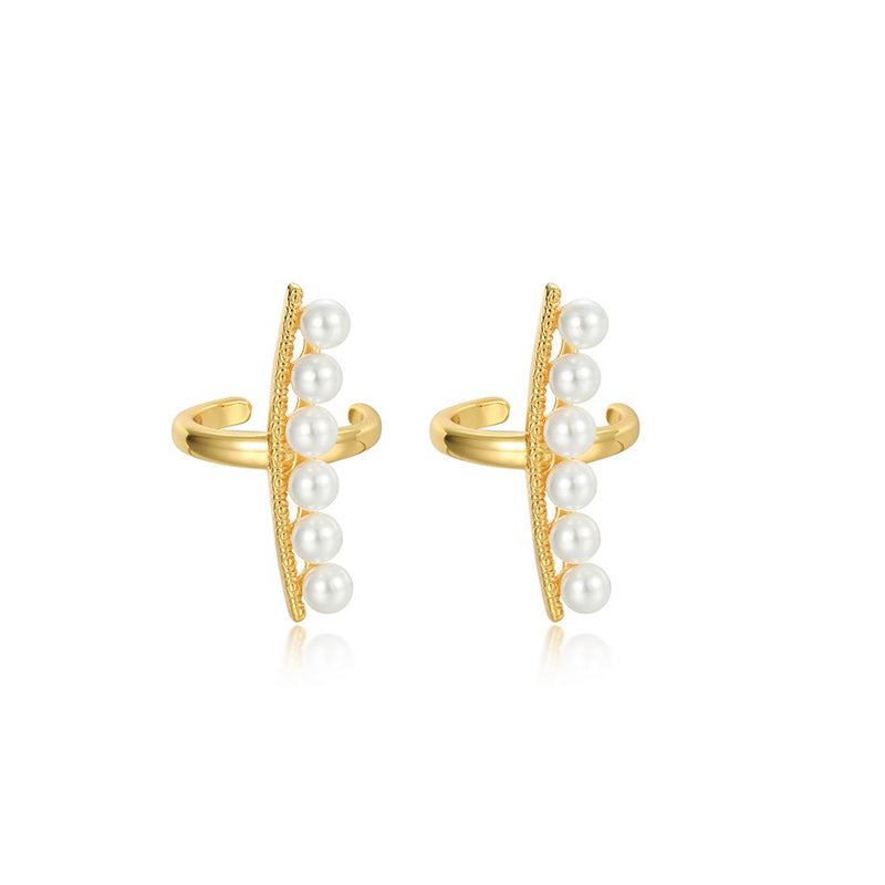 925 Sterling Silver Gold - Thread Bead Ear Cuffs