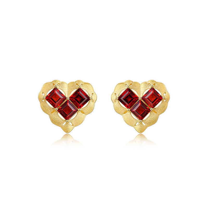 925 Sterling Silver Scarlet - Heart Love - Locking Earrings