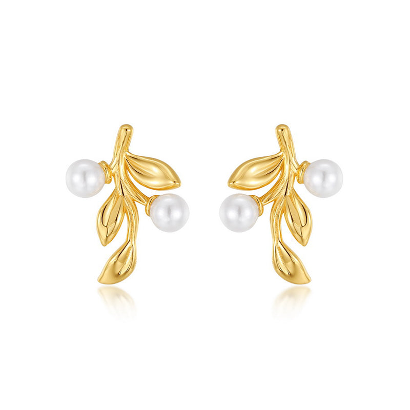 925 Sterling Silver Leaf - Whisper Bead Earrings