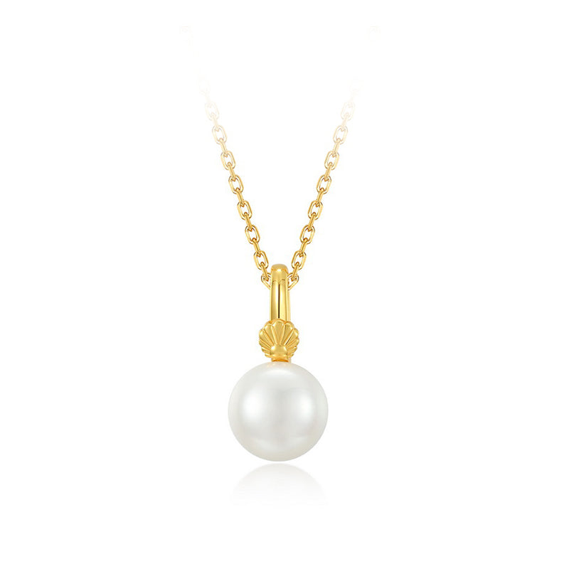 925 Sterling Silver Shell - Pearl Simple - Charm Necklace