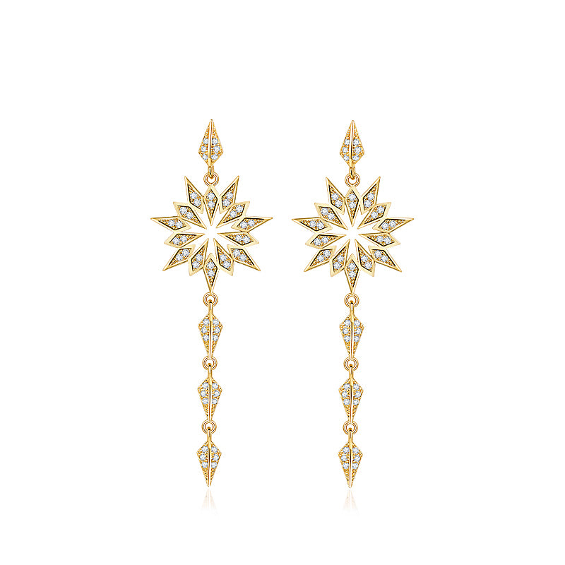 Diamond-Encrusted Star Drop Earrings