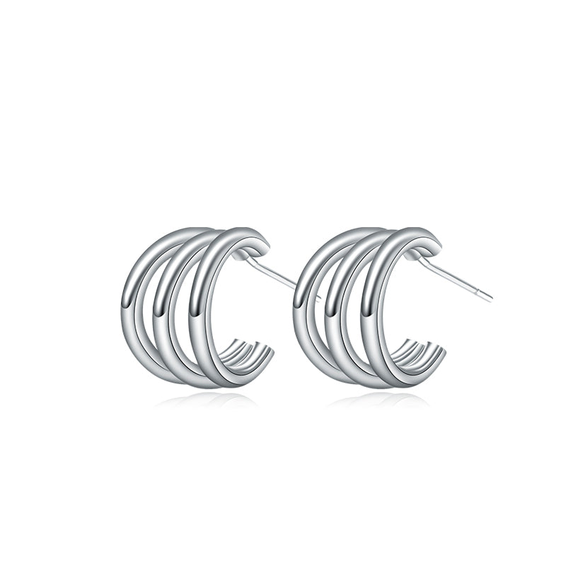 Polished Three-Prong Ear Stud