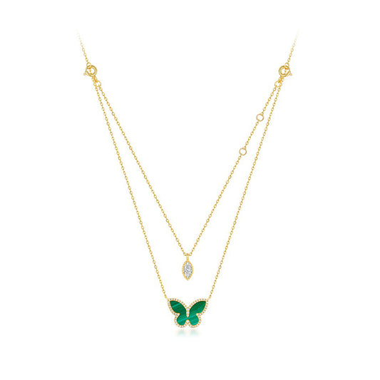 925 Sterling Silver Malachite Butterfly Necklace