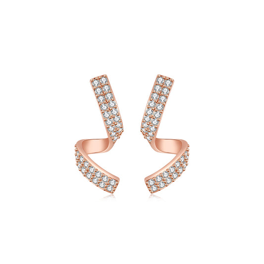 S-shaped Pavé Diamond Stud Earrings