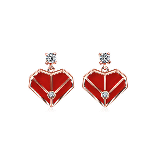 Mini Red Heart Stud Earrings