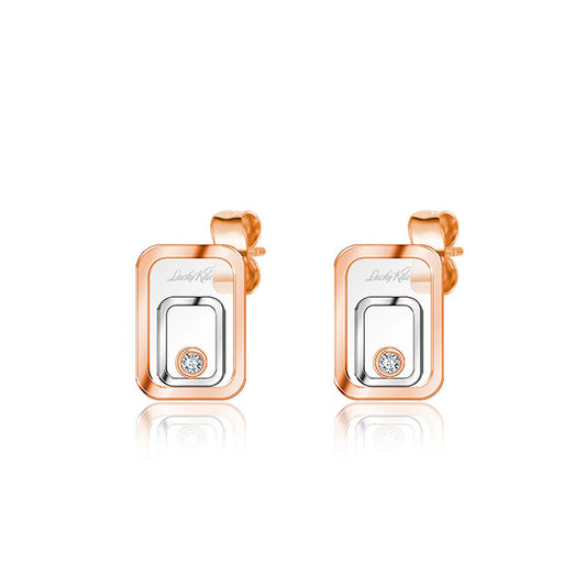 Sapphire Mirror Finish Square Stud Earrings