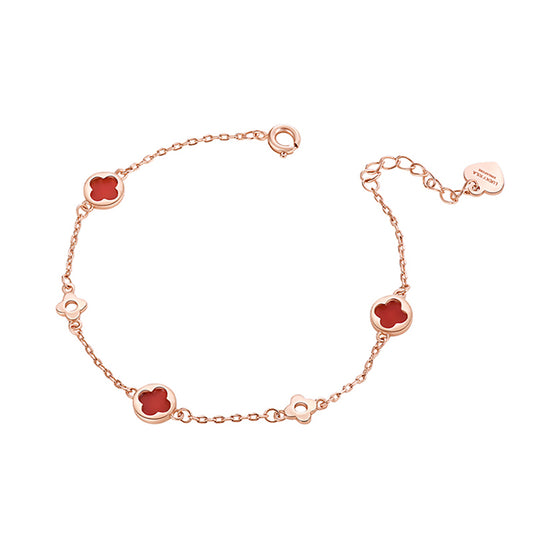 Red Four-Leaf Clover Bracelet