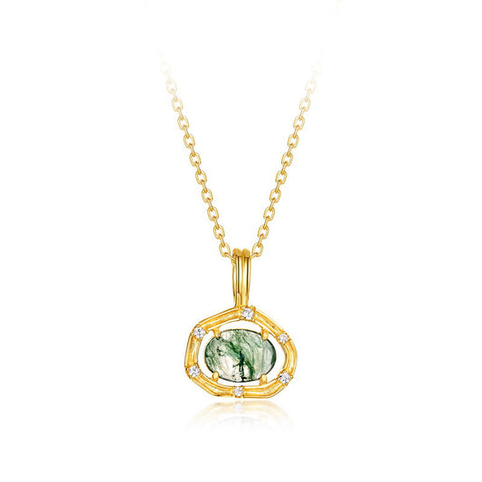 925 Sterling Silver Bamboo - Shadow Moss - Vein Necklace