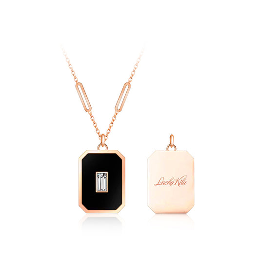Black Square Geometric Necklace