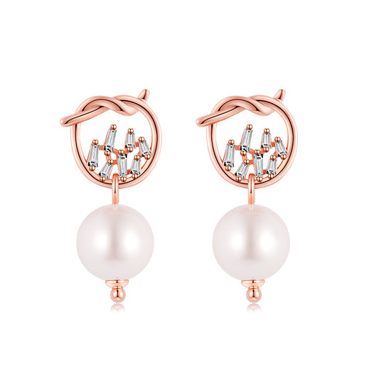 Small Knot Mother-of-Pearl Bead Ear Stud