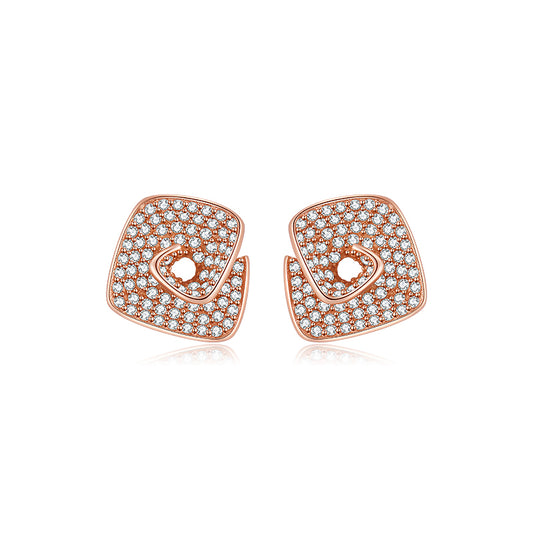 Pavé Diamond Rose Stud Earrings