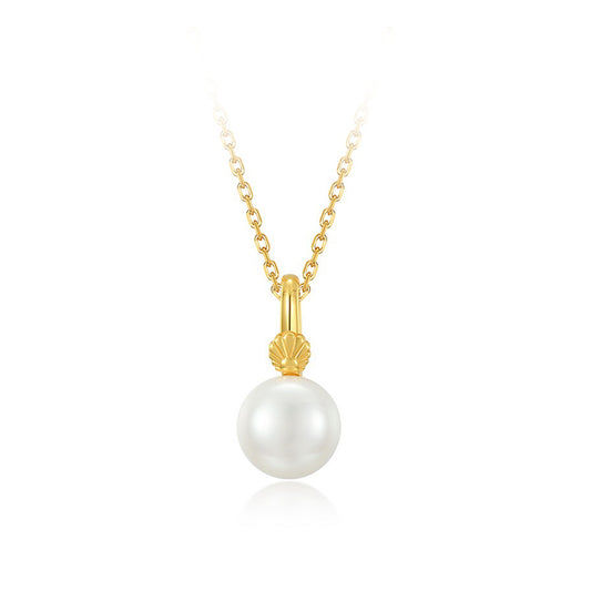 925 Sterling Silver Shell - Pearl Simple - Charm Necklace
