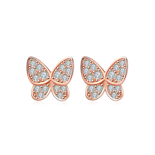 Diamond-encrusted butterfly stud earrings