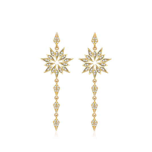 Diamond-Encrusted Star Drop Earrings