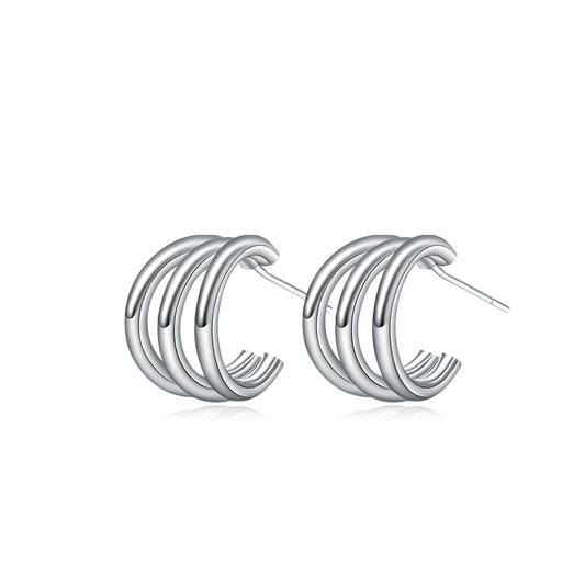 Polished Three-Prong Ear Stud