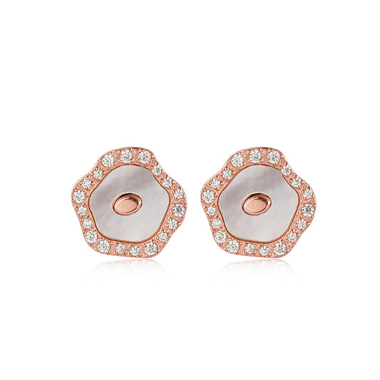 Mother-of-Pearl Flower Stud Earrings